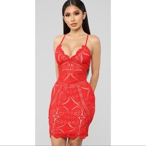 Red Fashion Nova “NaaNaa” Crochet XS Dress
